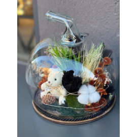 ÖZEL TASARIM ELMA SİYAH IŞIKLI SOLMAYAN GÜL